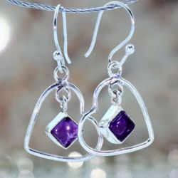 Srebrne kolczyki Ametyst