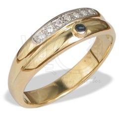 Pierścionek z szafirem i cyrkoniami