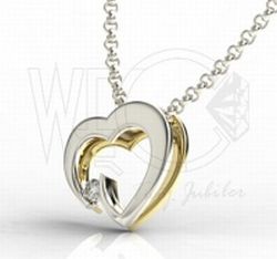 Wisiorek z żółtego i białego złota z cyrkonią