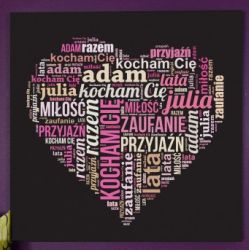 Chmura Słów Serce - obraz na płótnie