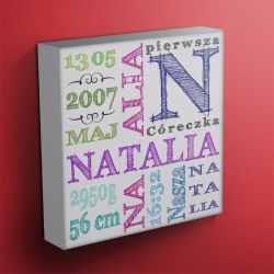 Imię dziecka na płótnie